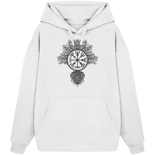 Lebensbaum Rune weiß - Organic Oversize Hoodie